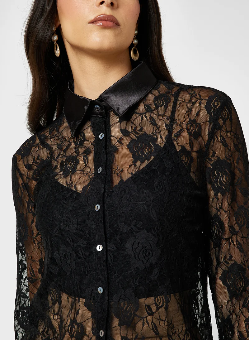 ELLA Sheer Button Down Top