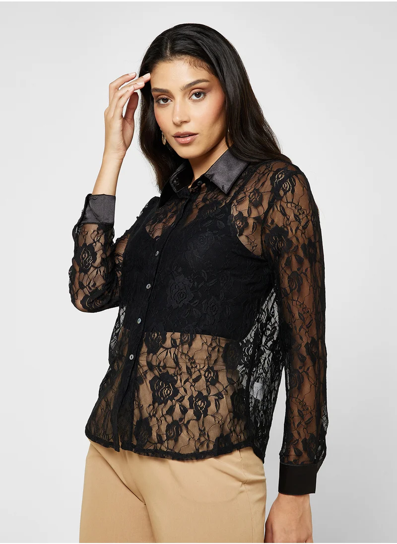 ELLA Sheer Button Down Top