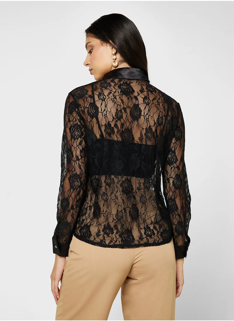 ايلا Sheer Button Down Top