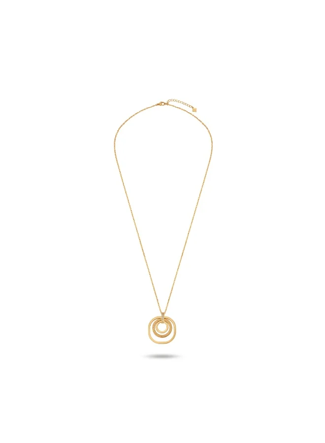غاي لاروش Kim Big Gold-Plated Necklace with Running Logo & Crystals