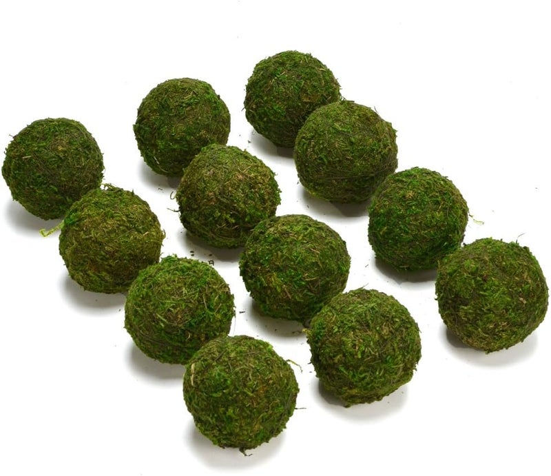 BYHER Natural Green Moss Decorative Ball,Handmade (2"-Set of 12) - Image 1