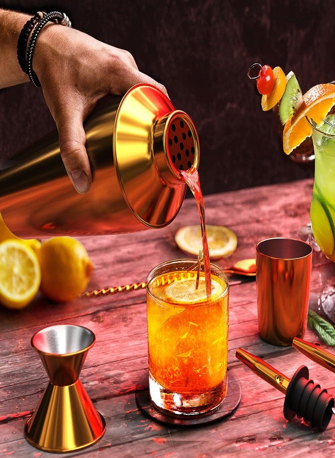 EATEX Gold 8-Piece Cocktail Set, Mixology Bartender Kit: 24oz Martini Shaker, Muddler, Jigger, Pourers, Cocktail Book - Image 5