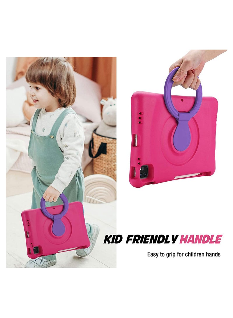 Procases Kids Case for iPad Air 5/4 (2022 2020)/iPad Pro 11 (2020 2018), Shockproof Rotate Handle Folding Stand Cover Kids Friendly Case for iPad Air 10.9" 4th/5th Gen/iPad Pro 11 -Magenta - Image 4