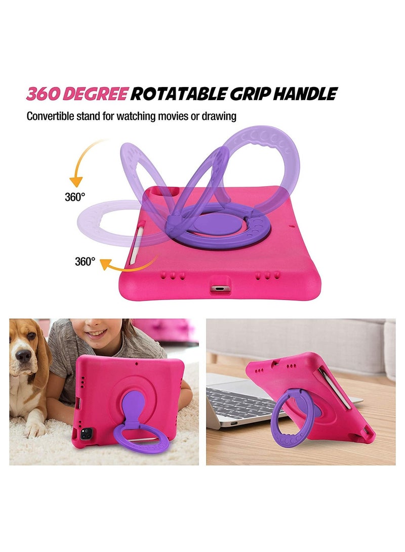 Procases Kids Case for iPad Air 5/4 (2022 2020)/iPad Pro 11 (2020 2018), Shockproof Rotate Handle Folding Stand Cover Kids Friendly Case for iPad Air 10.9" 4th/5th Gen/iPad Pro 11 -Magenta - Image 3