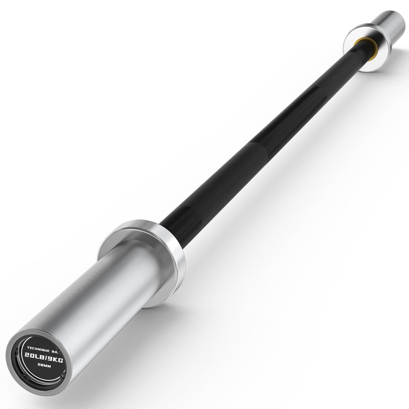 HANDBODE Short Olympic Barbell 4 ft, 2 Inch Weight Bar for Strength Training, Weightlifting, Squat, Hip Thrust, Deadlift, Bench Press, Chrome, Knurled Grip, 500lb Capacity, Black & Silver, Home Gym - Image 1