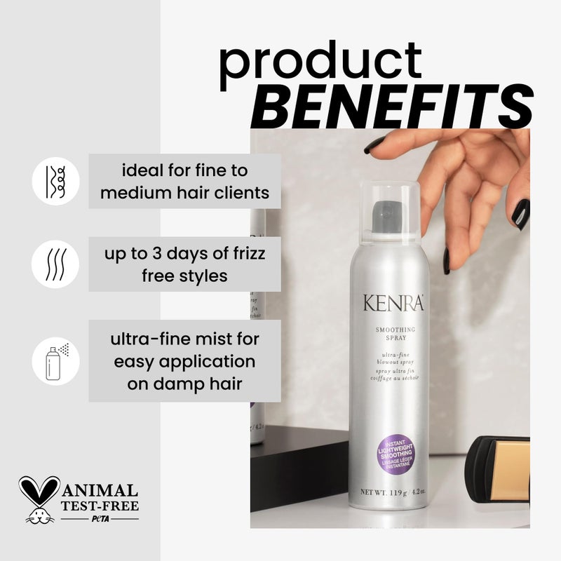 Kenra Professional Smoothing Spray | Ultra-Fine Blowout Spray | Heat Protectant | Provides Instant Smoothing For Fine To Medium Hair | Up to 3 Days of Frizz Control | Humidity Resistance | 4.2 oz. - Image 2