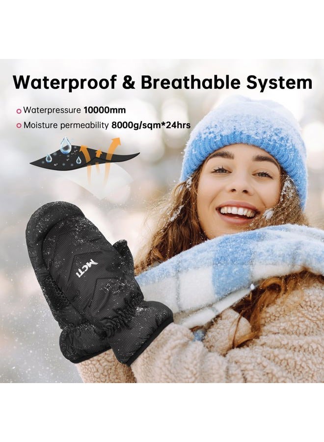 MCTi Women's Goose Down Mittens Waterproof Touch Screen Packable Ultra Light Snow Mitts - Image 3