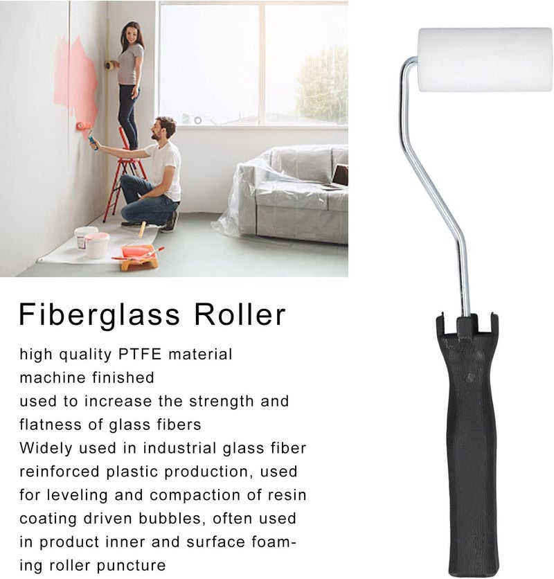 Fiberglass Laminating Roller, Fiberglass Roller Tool, Ergonomic PTFE Bubble Paddle with Handle for Glass Fiber Resin Leveling and Deairing in FRP Production - Image 3
