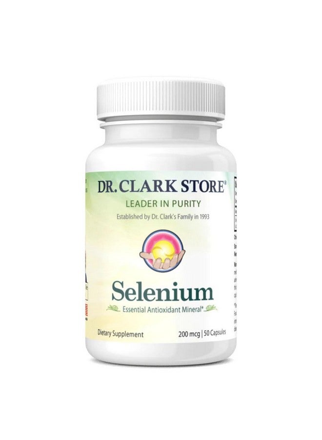 Dr Clark Store Dr. Clark Selenium Supplement 200 Mcg - Dietary Capsules with Essential Mineral - Improves Thyroid Function, Immune Support - 50 Capsules - Image 1