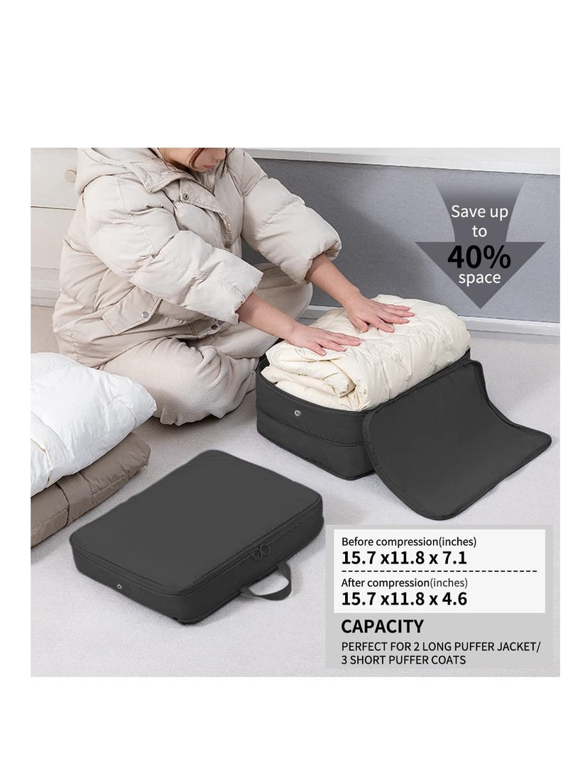 Large Travel Packing Cubes Set for Luggage, 2 Compression Organizers for Suitcases and Backpacks, Expandable Storage Bags in Black - Image 4