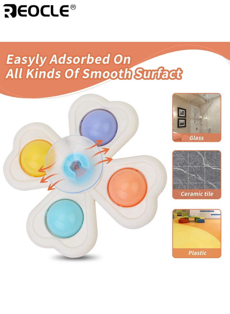 REOCLE Baby's Cartoon Animal Suction Cup Spinning Tops Dinosaur Rabbit and Lion Design Early Educational Learning Machine Durable Plastic Material Perfect Sensory Gift for Youngsters - Image 4
