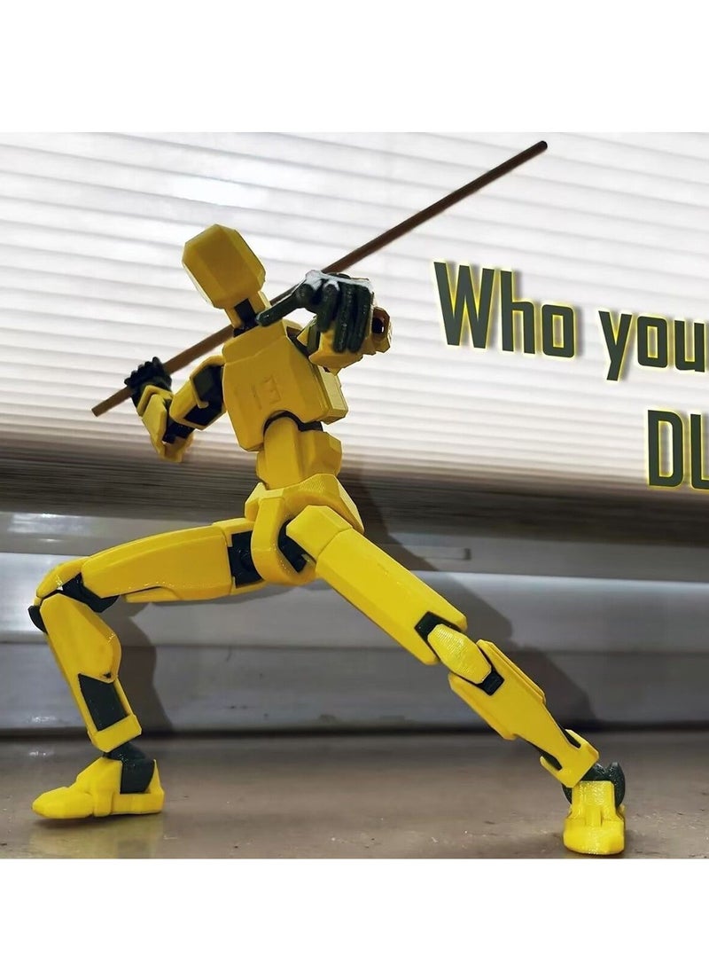 Furtey - Titan 13 Action Figure , Action Figure 3D Printed Multi-Jointed Movable, Lucky 13 Articulated Robot Dummy Action Figures, Suitable for adults and children , DIY decompression tool (Yellow) - Image 1