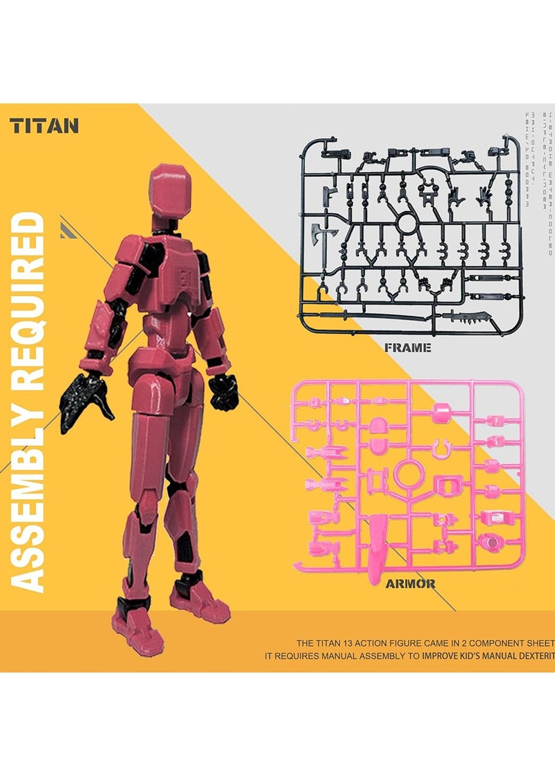 Furtey - Titan 13 Action Figure , Action Figure 3D Printed Multi-Jointed Movable, Lucky 13 Articulated Robot Dummy Action Figures, Suitable for adults and children , DIY decompression tool (Yellow) - Image 1