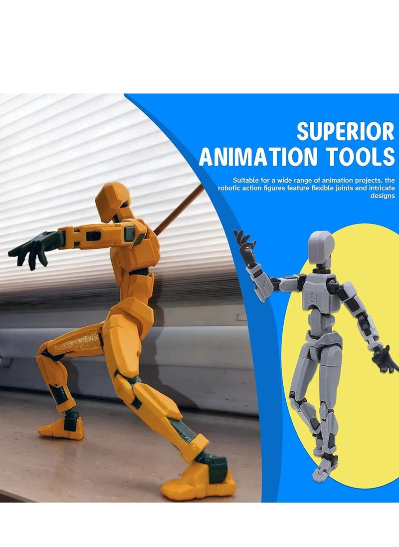 Furtey - Titan 13 Action Figure , Action Figure 3D Printed Multi-Jointed Movable, Lucky 13 Articulated Robot Dummy Action Figures, Suitable for adults and children , DIY decompression tool (Yellow) - Image 1