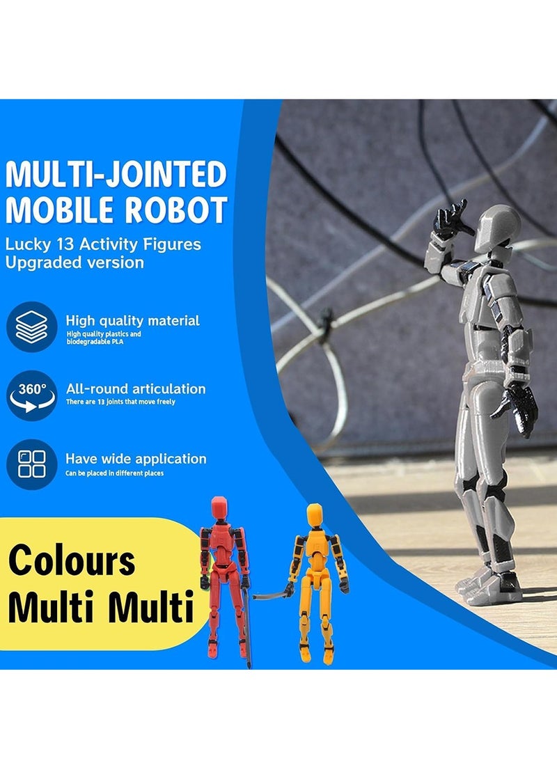 Furtey - Titan 13 Action Figure , Action Figure 3D Printed Multi-Jointed Movable, Lucky 13 Articulated Robot Dummy Action Figures, Suitable for adults and children , DIY decompression tool (Yellow) - Image 1
