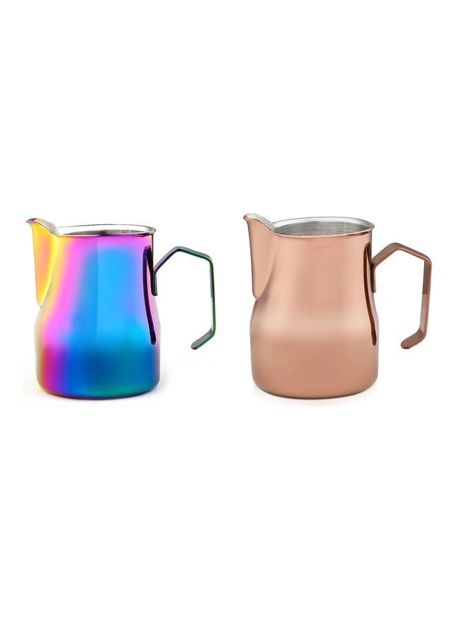 NIBEMINENT 2-Piece Milk Foam Container Measuring Cup Rose Set Multicolour 12 x 8.5cm 