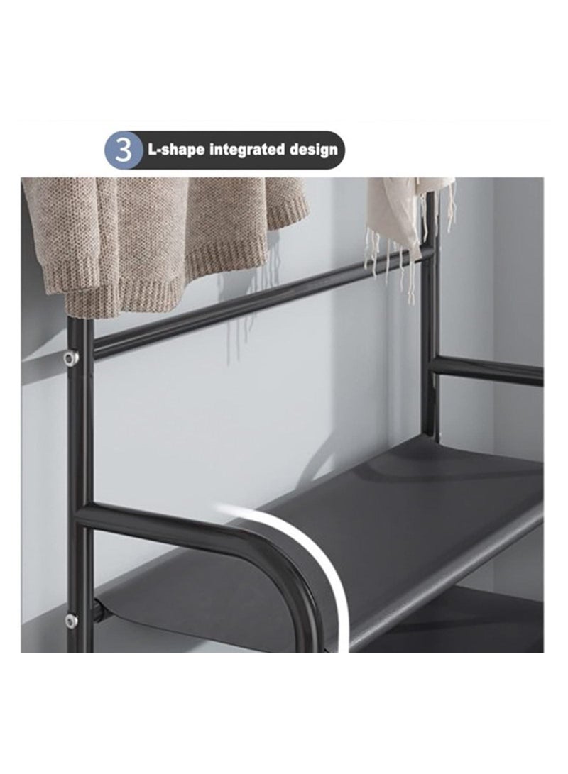 دي بلو رف معطف للمدخل متعدد الوظائف من 5 طبقات 3 في 1 مقعد أحذية شجرة القاعة مع حامل مظلة وقبعة مفاتيح أرفف تخزين مع 8 خطافات شماعات 5 منظم طبقة سفلية - Image 4