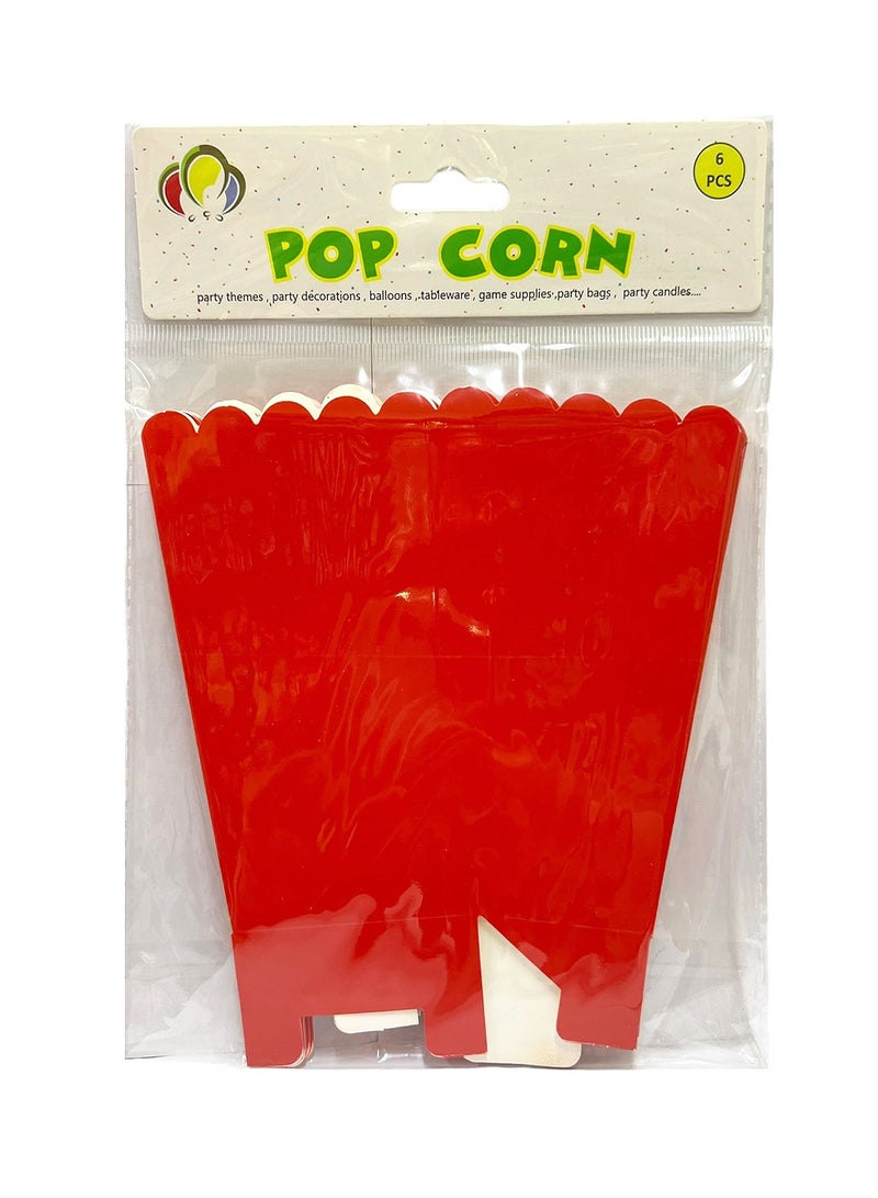 Party Time 6Pcs Popcorn Box Set Red Color for Birthdays Anniversaries Party Favors Supplies - Image 2