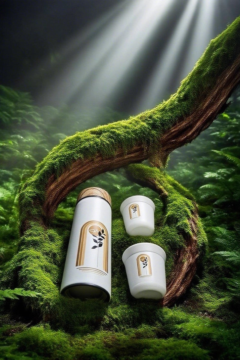 أسيف مجموعة أكواب معزولة وأكواب قهوة بنمط خشبي أكواب حاويات مشروبات أكواب مشروبات من الفولاذ المقاوم للصدأ - Image 1