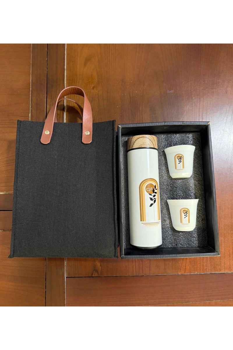 أسيف مجموعة أكواب معزولة وأكواب قهوة بنمط خشبي أكواب حاويات مشروبات أكواب مشروبات من الفولاذ المقاوم للصدأ - Image 2