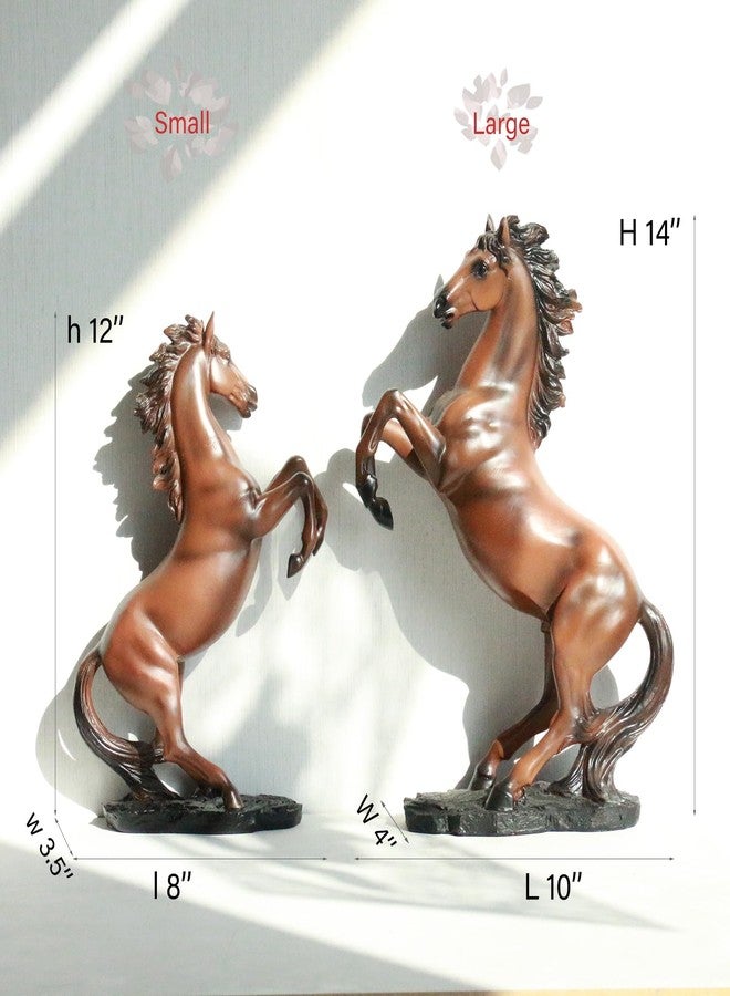 Lukitas Jumping Horse Statue and Sculpture, Decorative Galloping Horse Figurine, Creative Desk Ornament for Living Room Office Home Decor, Equestrian Choice for Horse Lovers, Dark Brown, Resin 14'' - Image 3