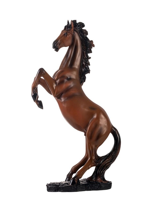 Lukitas Jumping Horse Statue and Sculpture, Decorative Galloping Horse Figurine, Creative Desk Ornament for Living Room Office Home Decor, Equestrian Choice for Horse Lovers, Dark Brown, Resin 14'' - Image 1