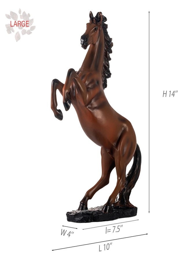 Lukitas Jumping Horse Statue and Sculpture, Decorative Galloping Horse Figurine, Creative Desk Ornament for Living Room Office Home Decor, Equestrian Choice for Horse Lovers, Dark Brown, Resin 14'' - Image 2