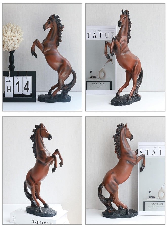 Lukitas Jumping Horse Statue and Sculpture, Decorative Galloping Horse Figurine, Creative Desk Ornament for Living Room Office Home Decor, Equestrian Choice for Horse Lovers, Dark Brown, Resin 14'' - Image 4