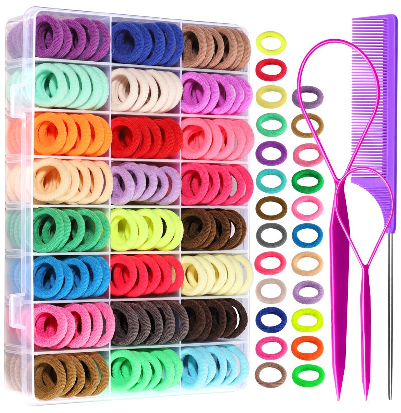 YGDZ 280 PCS Cotton 24 Colors Hair Ties Set with Organizer Box Seamless Soft Mini Elastics Ponytail Holders and Hair Accessories for Toddlers Girls Kids - Image 1