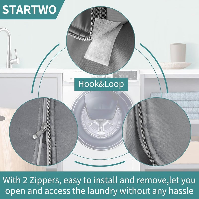 STARTWO Covolo 2Pack Washer Dryer Cover, Waterproof Washing Machine Cover Dustproof Thickening for Front-Loading Machine, Washer and Dryer Covers W27 D33 H39 inch (Grey) - Image 3