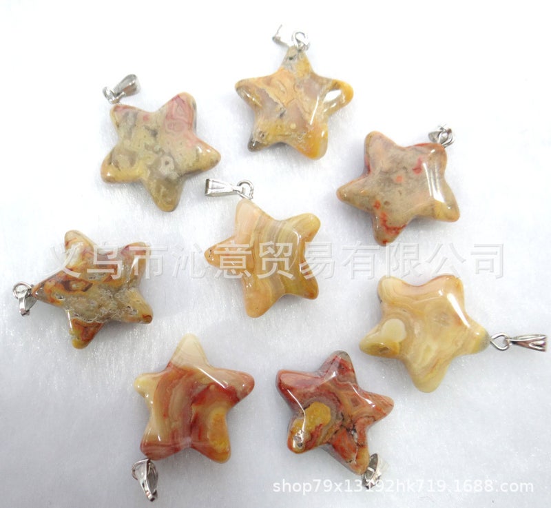Generic Natural Stone Crystal Agate Pendant Necklace Star White Crazy Onyx 