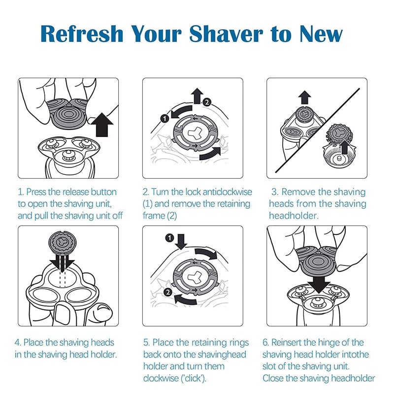 Gleway SH60 Replacement Head Blades Series 6000 Compatible with Philips 6000 Series Electric Shaver Razors Replacement Blades for Series 6000 Shaver Cleaning Brush for S6880/81 S6810/82 S6850/85 - Image 4