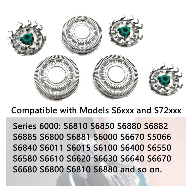 Gleway SH60 Replacement Head Blades Series 6000 Compatible with Philips 6000 Series Electric Shaver Razors Replacement Blades for Series 6000 Shaver Cleaning Brush for S6880/81 S6810/82 S6850/85 - Image 2