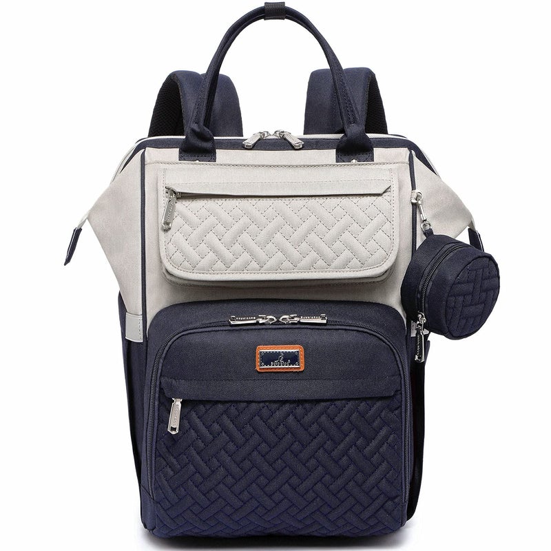 BabbleRoo Diaper Bag Backpack, Multifunction Large Bags with Changing Pad & Stroller Straps Pacifier Case, Unisex Stylish Travel Back Pack Nappy for Moms Dads (Stone Gray Blue) - Image 1