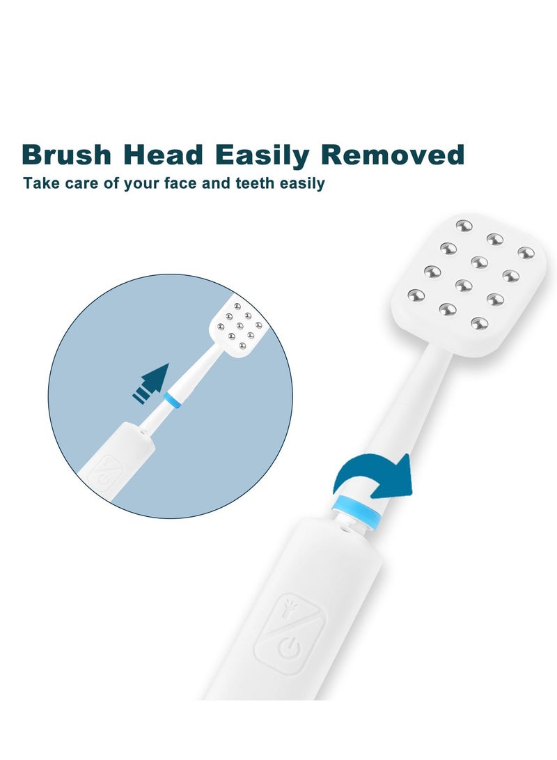 Excefore Multifunctional Facial Scrubber and Teeth Cleaning Kit, 4 Replacement Heads, Sonic Vibration Tooth Beauty Device, Three-in-One Facial Cleansing Equipment (White) - Image 4