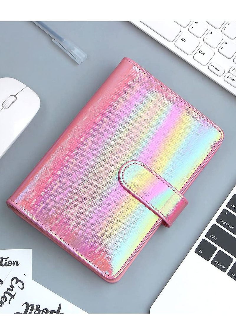 SYOSI A6 Cash Envelopes Budget Binder,6 Ring Leather Notebook Binder Cover Binder Money Organizer Zippe Pockets,12pcs Expense Budget Sheets, 2pcs Letter Sticker Labels, Saving Cash Envelopes System (Pink)  - Image 5