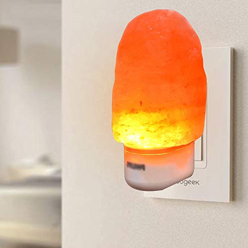 Crystu Natural Himalayan Rock Salt Night Light Lamp | Decorative Wall Plug in Lamp Warm Orange Glow (Orange, 1 Pc) - Image 1