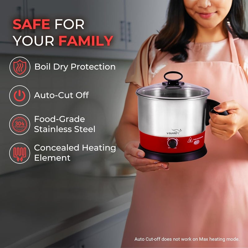 Vguard VKM12 1.2 Litre Multipurpose Electric Kettle| 600 W|Kettle for Boiling Milk, Tea, Coffee, Cooking Eggs|360° Rotating Base,Auto Cut-off,Overheat & Dry Boil Protection|1 Year Coverage by - Image 4