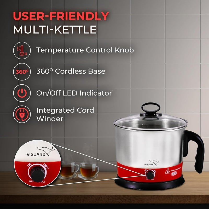 Vguard VKM12 1.2 Litre Multipurpose Electric Kettle| 600 W|Kettle for Boiling Milk, Tea, Coffee, Cooking Eggs|360° Rotating Base,Auto Cut-off,Overheat & Dry Boil Protection|1 Year Coverage by - Image 3