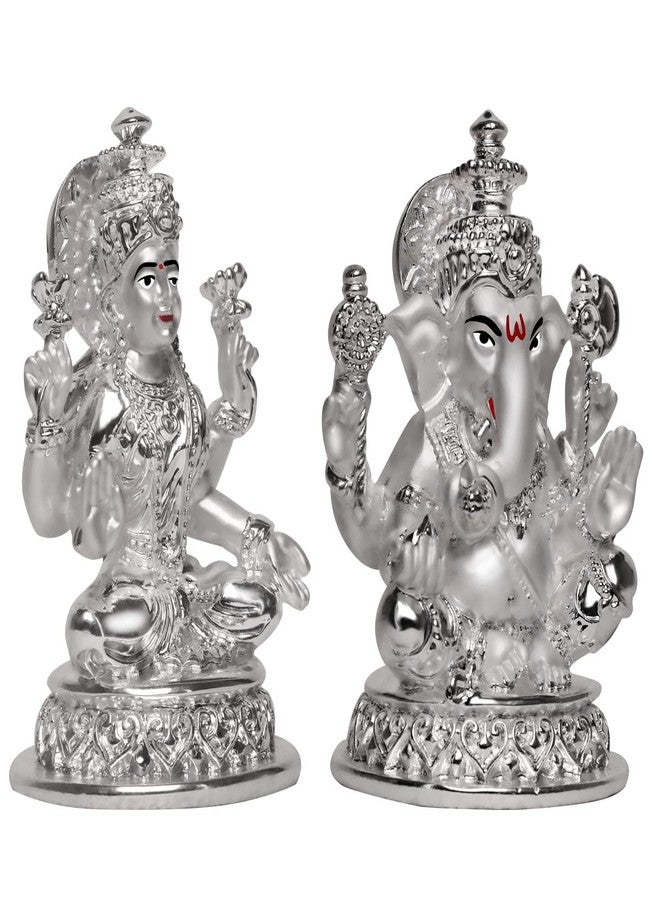 DIVINITI Laxmi & Ganesha Idol for Diwali Home Decor|999 Silver Plated Sculpture of Laxmi Ganpati Figurine|Idols for Home, Office Table Decoration|Religious Idol for Puja, Gift (5.7 CM X 7 CM) - Image 4