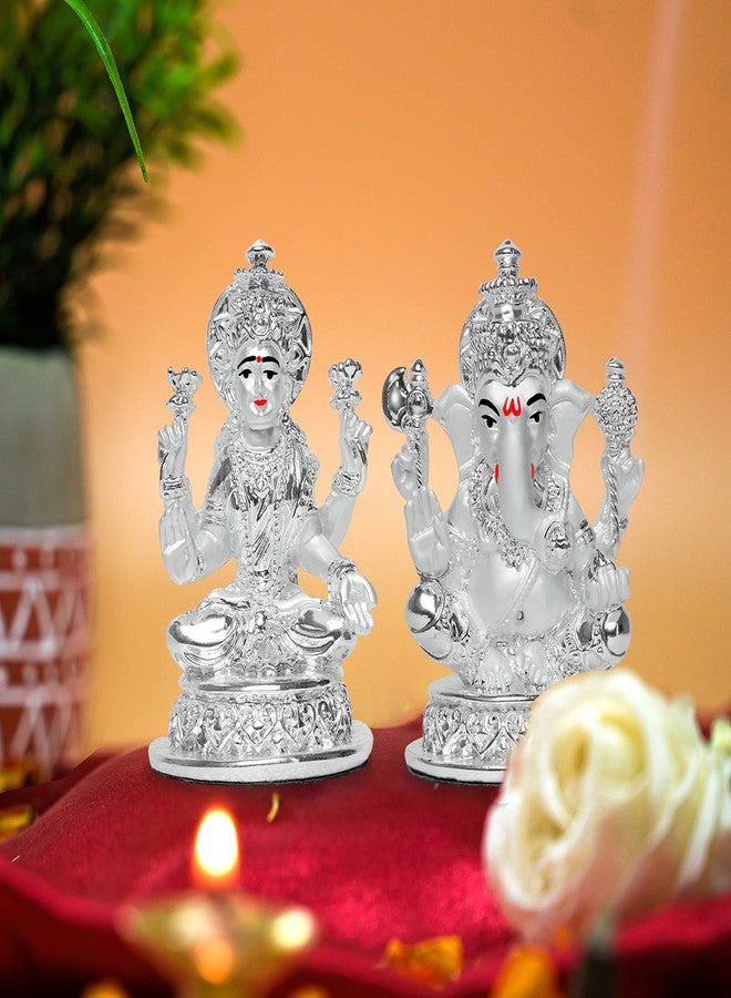 DIVINITI Laxmi & Ganesha Idol for Diwali Home Decor|999 Silver Plated Sculpture of Laxmi Ganpati Figurine|Idols for Home, Office Table Decoration|Religious Idol for Puja, Gift (5.7 CM X 7 CM) - Image 3