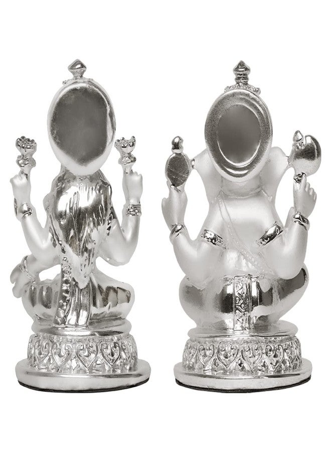 DIVINITI Laxmi & Ganesha Idol for Diwali Home Decor|999 Silver Plated Sculpture of Laxmi Ganpati Figurine|Idols for Home, Office Table Decoration|Religious Idol for Puja, Gift (5.7 CM X 7 CM) - Image 5