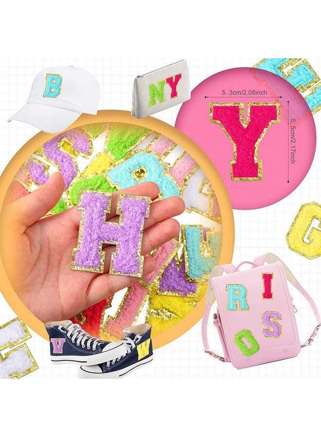 Yilloog 104 Pieces Self Adhesive Chenille Letter Patches Dupes Glitter Initial For Clothing Diy Mobile Phone Backpacks Hat (Multicolor) - Image 3