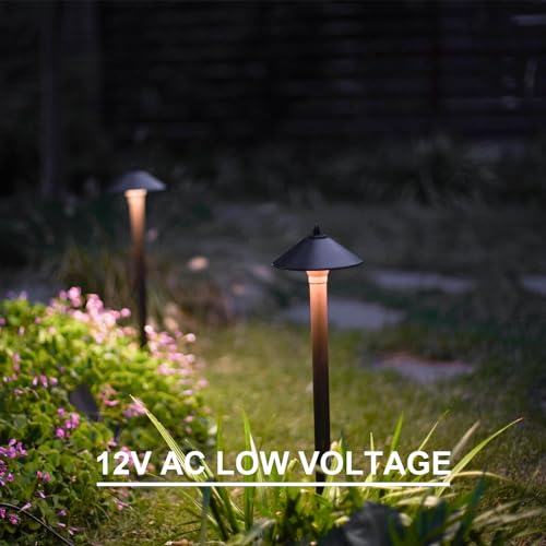 GOODSMANN Landscape Lighting Low Voltage Outdoor Path Lights Halogen Pathway Light Wired 10W 25 Lumen 2700K Warm White Metal 12V AC Bronze Electric Sidewalk Walkway Light with Cable Connector - Image 3