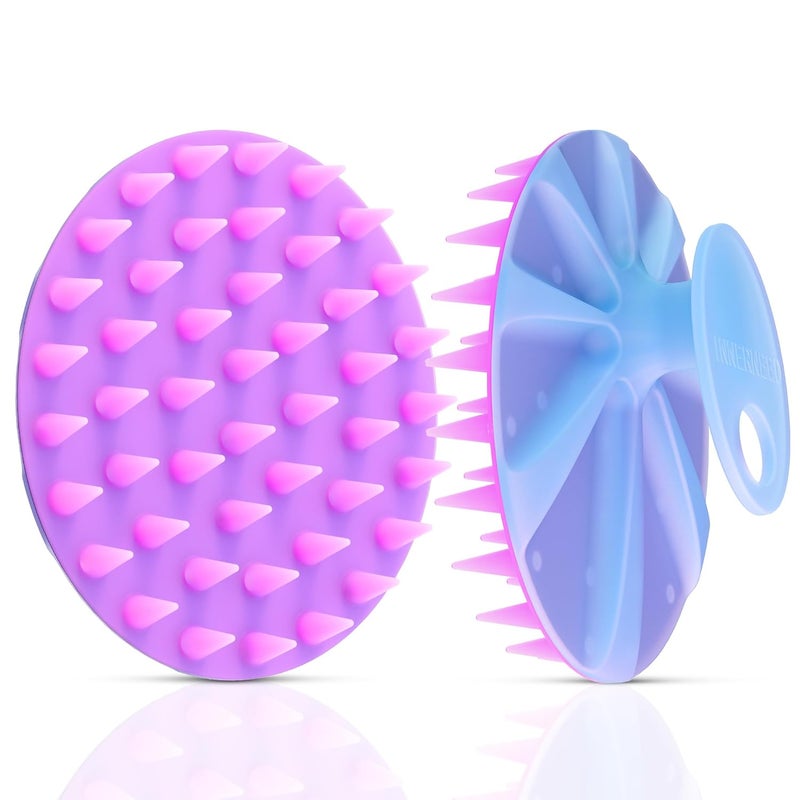 Innerneed Magnetic Silicone Scalp Scrubber for Hair Washing – Soft Thick Bristles, Palm-Sized Shampoo Brush for Wet or Dry Scalp Massage, Improves Circulation & Scalp Health (semi-Transparent Purple) - Image 1