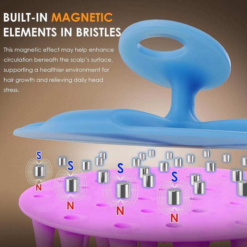 Innerneed Magnetic Silicone Scalp Scrubber for Hair Washing – Soft Thick Bristles, Palm-Sized Shampoo Brush for Wet or Dry Scalp Massage, Improves Circulation & Scalp Health (semi-Transparent Purple) - Image 2