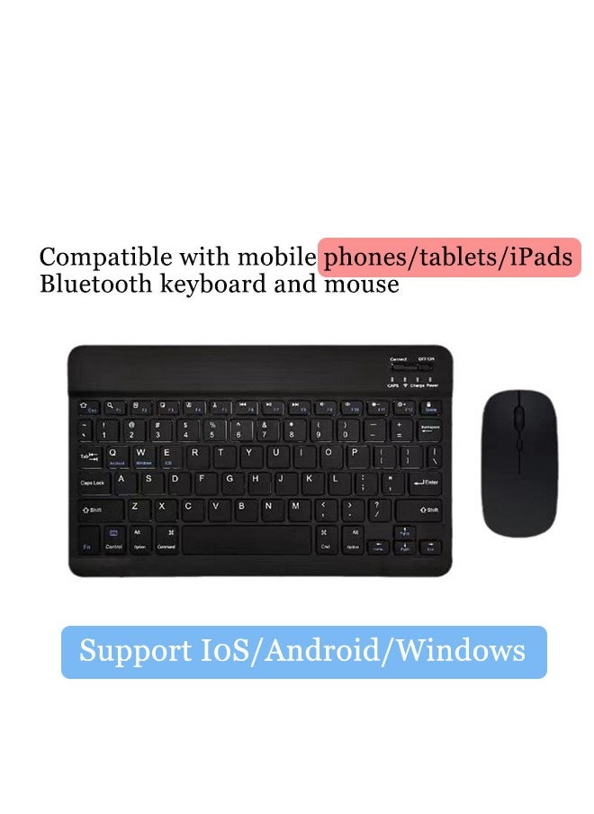 Generic 【Rechargeable Bluetooth Keyboard And Mouse Combo】Ultra-Slim And Portable Wireless Mouse And Keyboard Combo, Compatible With Windows/Mac/Android 10.0 And Above/Ios13 And Above, Unlimited Models And Brands, Suitable For Tablets, Mobile Phones, Iphone, Ipad Pro, Air Mini, Ipad Os Ergonomic Design Black  - Image 1