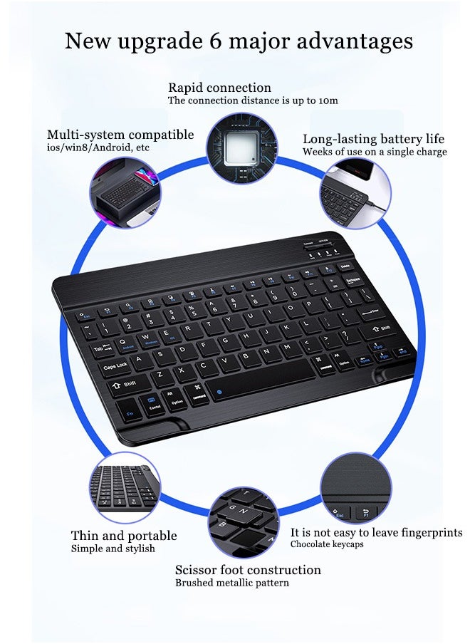 Generic 【Rechargeable Bluetooth Keyboard And Mouse Combo】Ultra-Slim And Portable Wireless Mouse And Keyboard Combo, Compatible With Windows/Mac/Android 10.0 And Above/Ios13 And Above, Unlimited Models And Brands, Suitable For Tablets, Mobile Phones, Iphone, Ipad Pro, Air Mini, Ipad Os Ergonomic Design Black  - Image 2