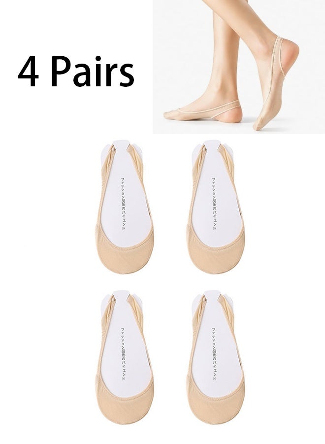 4 Pairs No Show Slingback Socks Ultra Low Cut Liner Socks With Sling No Show Half Socks For Heels - Image 1