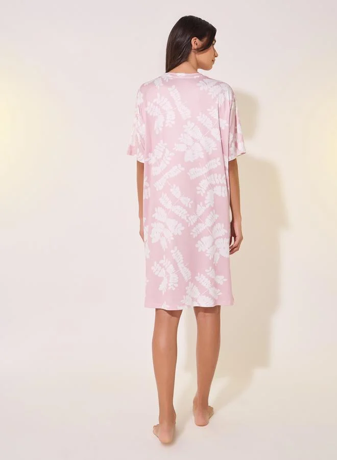 Take Two All-Over Print Round Neck Nightshirt by Styli